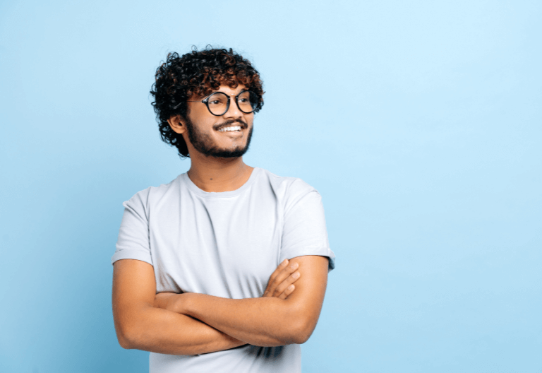 man smiling with white fillings